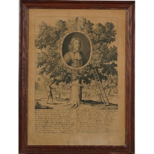 1487 - Charles II Concealed in The Royal Oak, antique print, framed and glazed, 39cm x 28.5cm excluding the... 