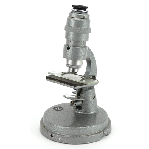 1779 - Vintage The Field Microscope with aluminium case, retailed by C & D Hemel Hempstead, 19cm high