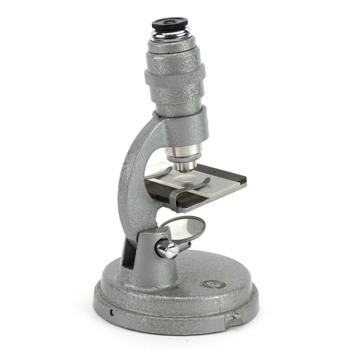 1779 - Vintage The Field Microscope with aluminium case, retailed by C & D Hemel Hempstead, 19cm high