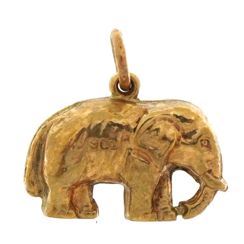 2591 - 9ct gold elephant charm, 1.6cm wide, 0.8g