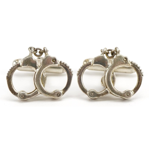 2618 - Links of London, pair of silver handcuff cufflinks housed in a Links of London box, 2.0cm wide, 8.8g