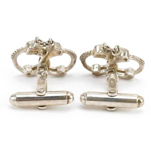 2618 - Links of London, pair of silver handcuff cufflinks housed in a Links of London box, 2.0cm wide, 8.8g