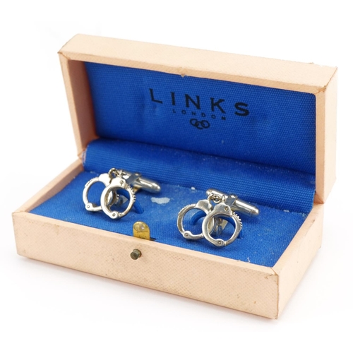 2618 - Links of London, pair of silver handcuff cufflinks housed in a Links of London box, 2.0cm wide, 8.8g