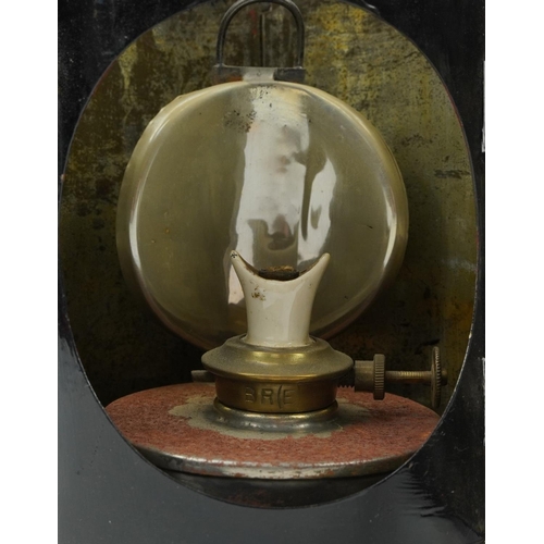 460 - Railwayana interest British Railway lantern with plaque impressed BR (E) Sheffield Vic 18, ceramic b... 