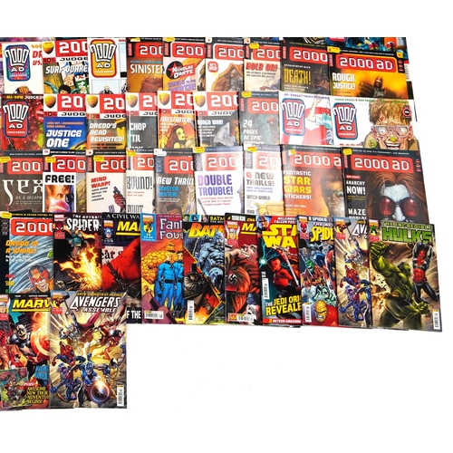 1437 - Collection of vintage and later comics including 2000 AD and Marvel Legends