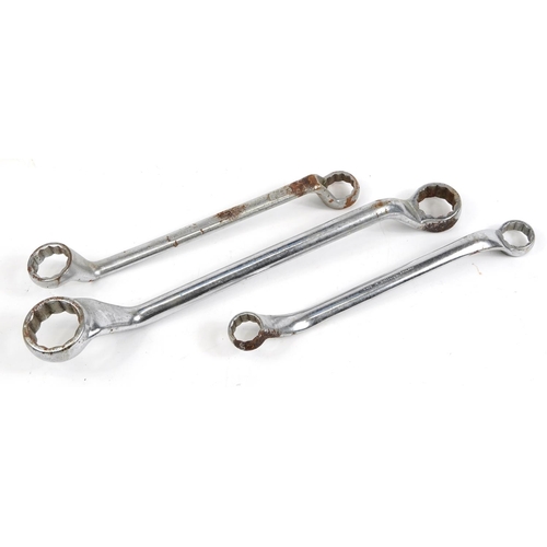 1243 - Large chrome Bush spanners including Britool , Vanguard and a Matador example, the largest 49cm in l... 