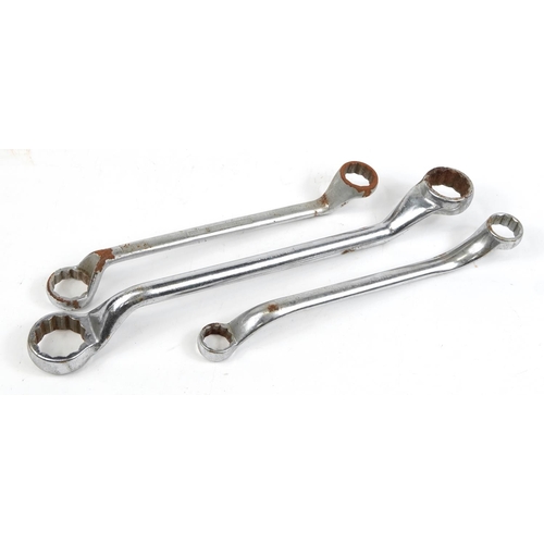 1243 - Large chrome Bush spanners including Britool , Vanguard and a Matador example, the largest 49cm in l... 