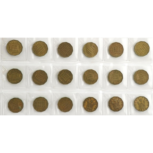 1916 - 19th century and later coinage arranged in an album, some silver including thrupenny bits, pennies a... 