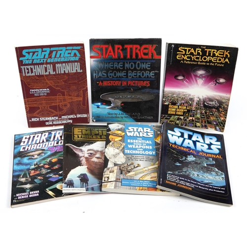 2041 - Six Star Wars and Star Trek Sci Fi books and magazines including The Next Generation Technical Manua... 