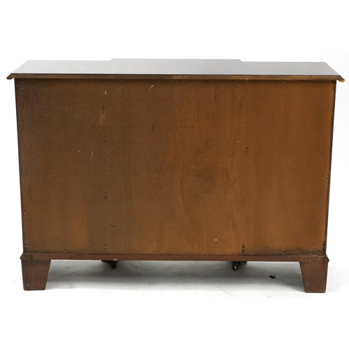 860 - Crossbanded mahogany breakfront sideboard, 76cm H x 106cm W x 33cm D