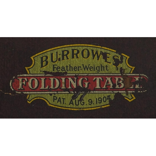 844 - Three square green baize folding card tables, one with a Burrowes label, each 76cm square