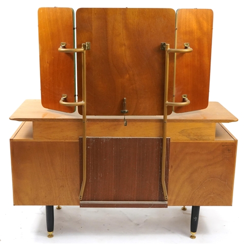 839 - Vintage G Plan E Gomme teak dressing table with triple swivel mirror, 135cm H x 125cm W x 50cm D