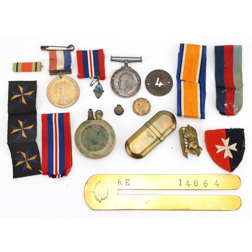 1764 - British militaria including World War I 1914-1918 war medal awarded to 460717 PTE.H.BEENY.8-CAN.INF.... 