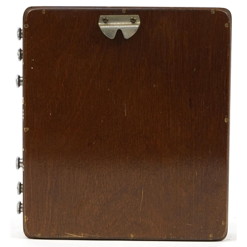 312 - Oak cased perpetual wall calendar, 21.5cm  x 19cm