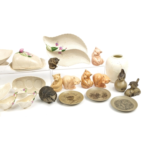 1293 - Collectable china including Crown Devon leaf design teaware and Poole Pottery animals, the largest 2... 