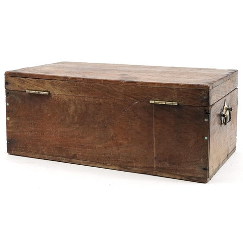 348A - Indian hardwood workbox with fitted interior and lift out compartment, 22cm H x 52.5cm W x 30cm D