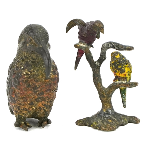 340 - Austrian cold painted bronze animals including a curlew, 4.5cm high