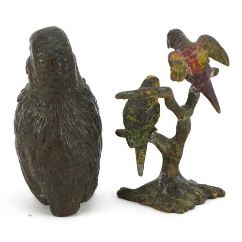 340 - Austrian cold painted bronze animals including a curlew, 4.5cm high