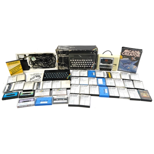 1461 - Vintage Sinclair ZX Spectrum with a collection of games and a Commodore Datassette