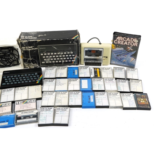 1461 - Vintage Sinclair ZX Spectrum with a collection of games and a Commodore Datassette