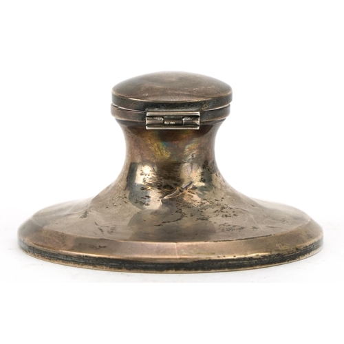 1853 - George V Silver capstan inkwell, indistinct maker's mark Birmingham 1924, 7.5cm in diameter, 74.5g