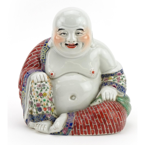 19 - Chinese porcelain figure of Buddha hand painted in the famille rose palette, impressed character mar... 
