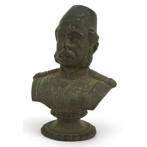 1783 - Military interest patinated bronze bust of General Gordon, 12cm high