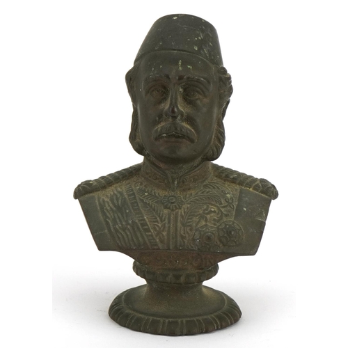 1783 - Military interest patinated bronze bust of General Gordon, 12cm high