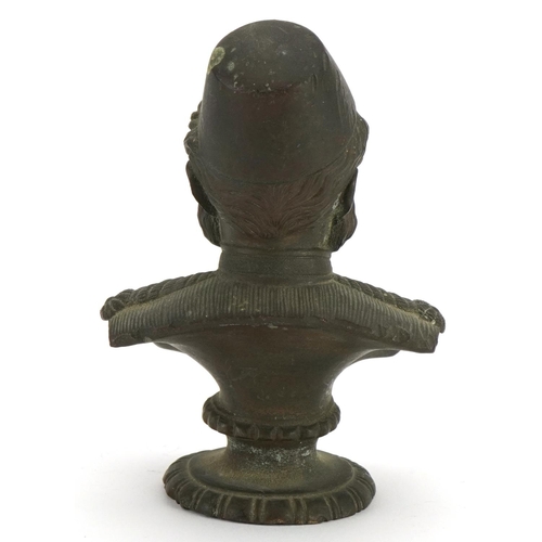 1783 - Military interest patinated bronze bust of General Gordon, 12cm high