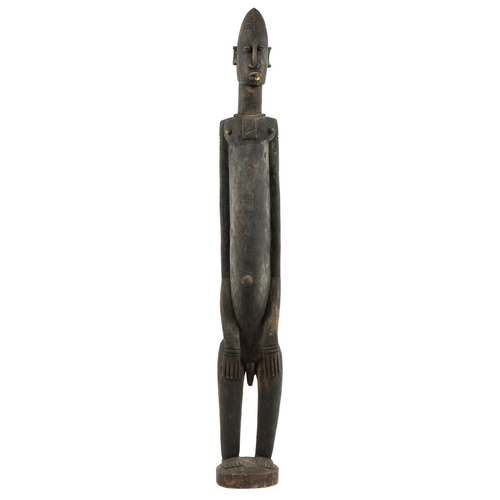 500 - African tribal interest floor standing carved hardwood fertility figure, 102.5cm high