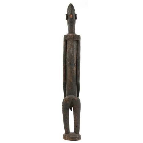 500 - African tribal interest floor standing carved hardwood fertility figure, 102.5cm high