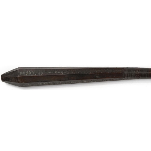 498 - Tribal interest hardwood club, possibly Tongan, 137.5cm in length