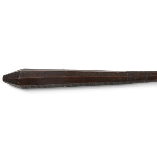 498 - Tribal interest hardwood club, possibly Tongan, 137.5cm in length