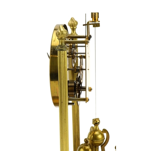 1643 - Brass anniversary clock under glass dome. 28cm high