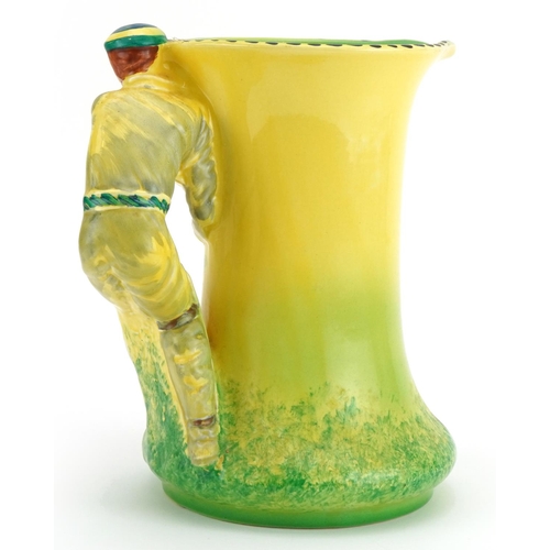 178 - Cricketing interest Burleigh Ware jug with handle in the form of a cricketer, 19.5cm high