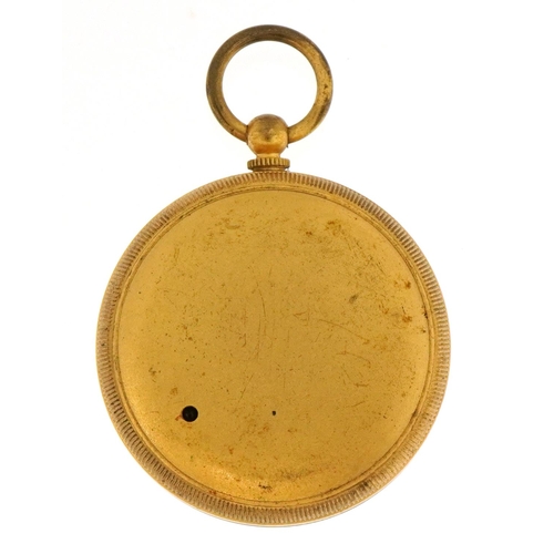 49 - Gilt brass compensated pocket barometer, 5cm in diameter