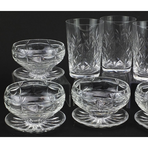 505 - Set of six Stuart Crystal sundae dishes and set of four drinking glasses, the largest each 10.5cm hi... 