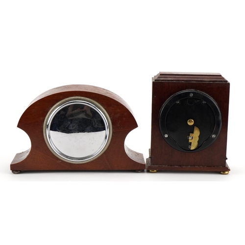 309 - Two mantle clocks comprising a mahogany Elliott mantle clock retailed by Pyke & Sons and an inlaid m... 