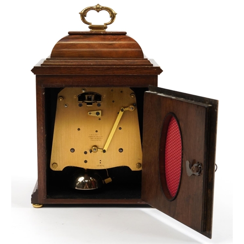 216 - Burr walnut Elliott mantle clock retailed by The Alexander Clark Co Ltd, 26.5cm high