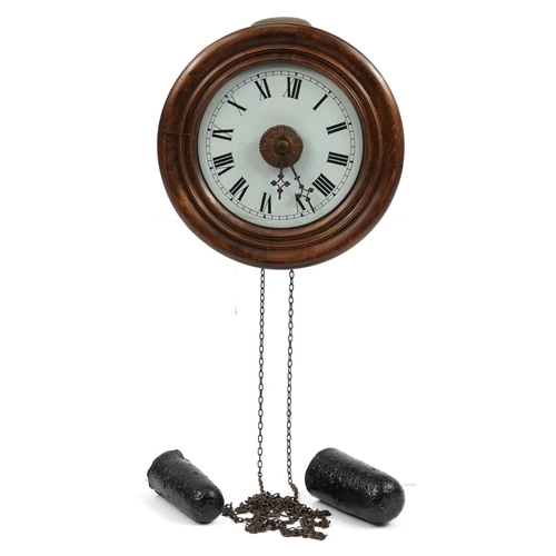Victorian mahogany postman's wall clock with Roman numerals, 27cm in ...