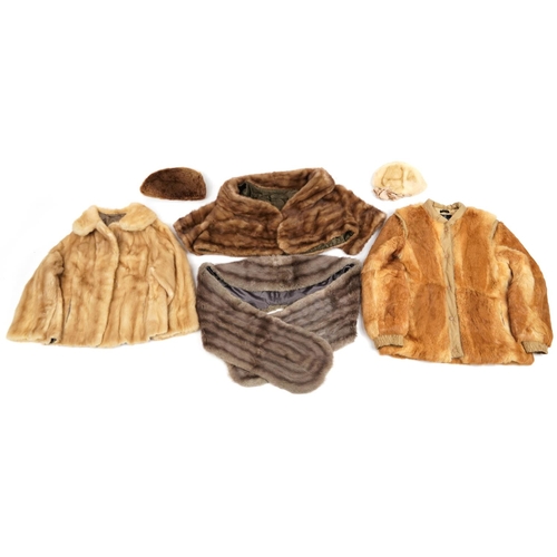 1282 - Collection of fur jackets, stoles and hats including a French rabbit fur jacket