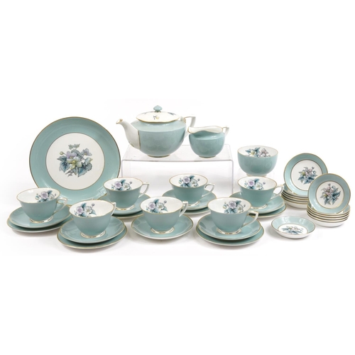 1395 - Royal Worcester Woodland pattern teaware including teapot, milk jug, sugar bowl and trios