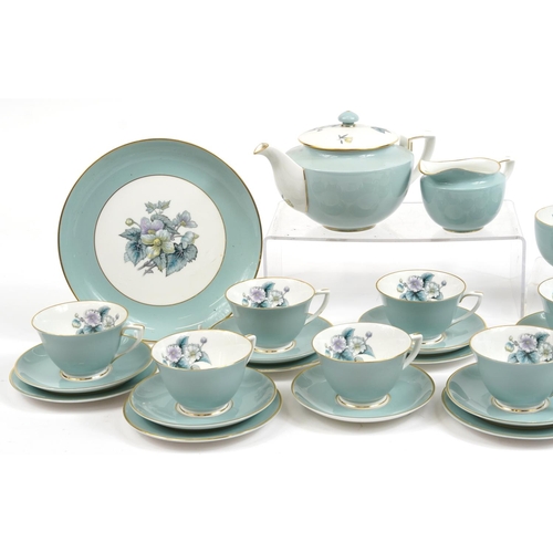 1395 - Royal Worcester Woodland pattern teaware including teapot, milk jug, sugar bowl and trios