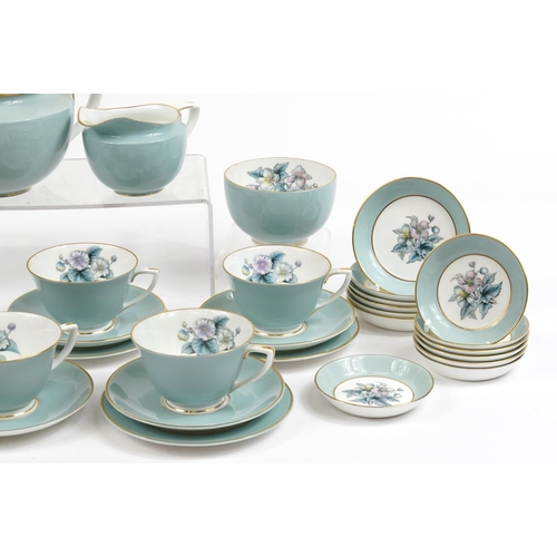 1395 - Royal Worcester Woodland pattern teaware including teapot, milk jug, sugar bowl and trios