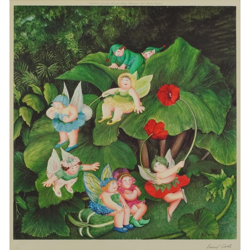 Beryl Cook - Fairy Dell, pencil signed print in colour with embossed watermark, mounted, framed and glazed, 44cm x 40.5cm excluding the mount and frame