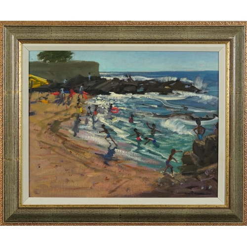 107 - Andrew Macara 2003 - Sea Point, Cape Town, January, signed South African oil on canvas, mounted and ... 