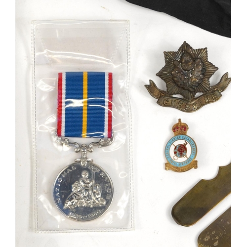 1796 - Militaria including an RAF kit bag, National Service medal awarded to 2513499LACWALLISDA1951-1953R.A... 