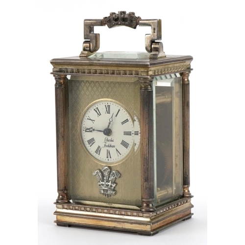 3 - Charles Frodsham, miniature silver carriage clock with fleur de lis and circular dial inscribed Char... 