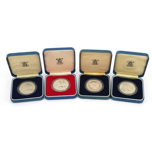 1886 - Four silver proof coins with fitted cases including Queen's Silver Jubilee and 1981 His Royal Highne... 