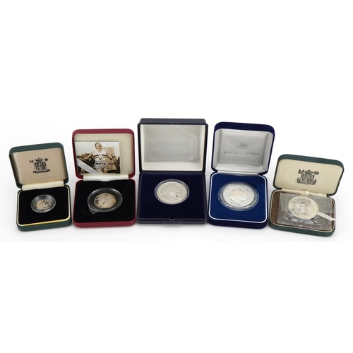 1890 - Five silver proof coins including Royal Australian Mint 1999 one dollar and Four Minute Mile fifty p... 